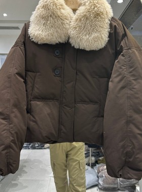 小艺欧货女装2025冬季时尚毛领白鸭绒宽松加厚保暖羽绒服35959H