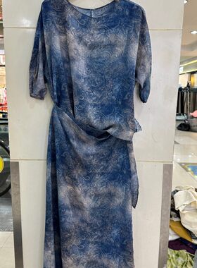 小艺欧货女装2026春夏季复古印花镂空百搭针织中长款连衣裙68985H