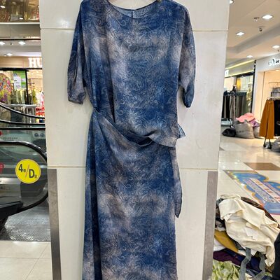 小艺欧货女装2026春夏季复古印花镂空百搭针织中长款连衣裙68985H