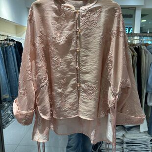 尺度传媒26226H 小艺欧货女装2026春季中式刺绣复古盘扣国风衬衫