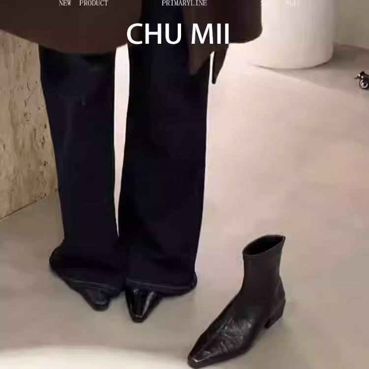 韩版百搭粗跟马丁靴女