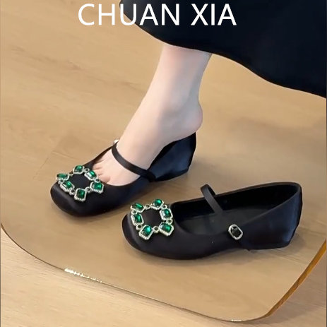 羊皮版~法式高级感水钻单鞋女温柔一字扣玛丽珍鞋圆头内增高瓢鞋,女鞋,浅口单鞋,淘宝优惠券,粉丝福利购,淘宝优惠卷