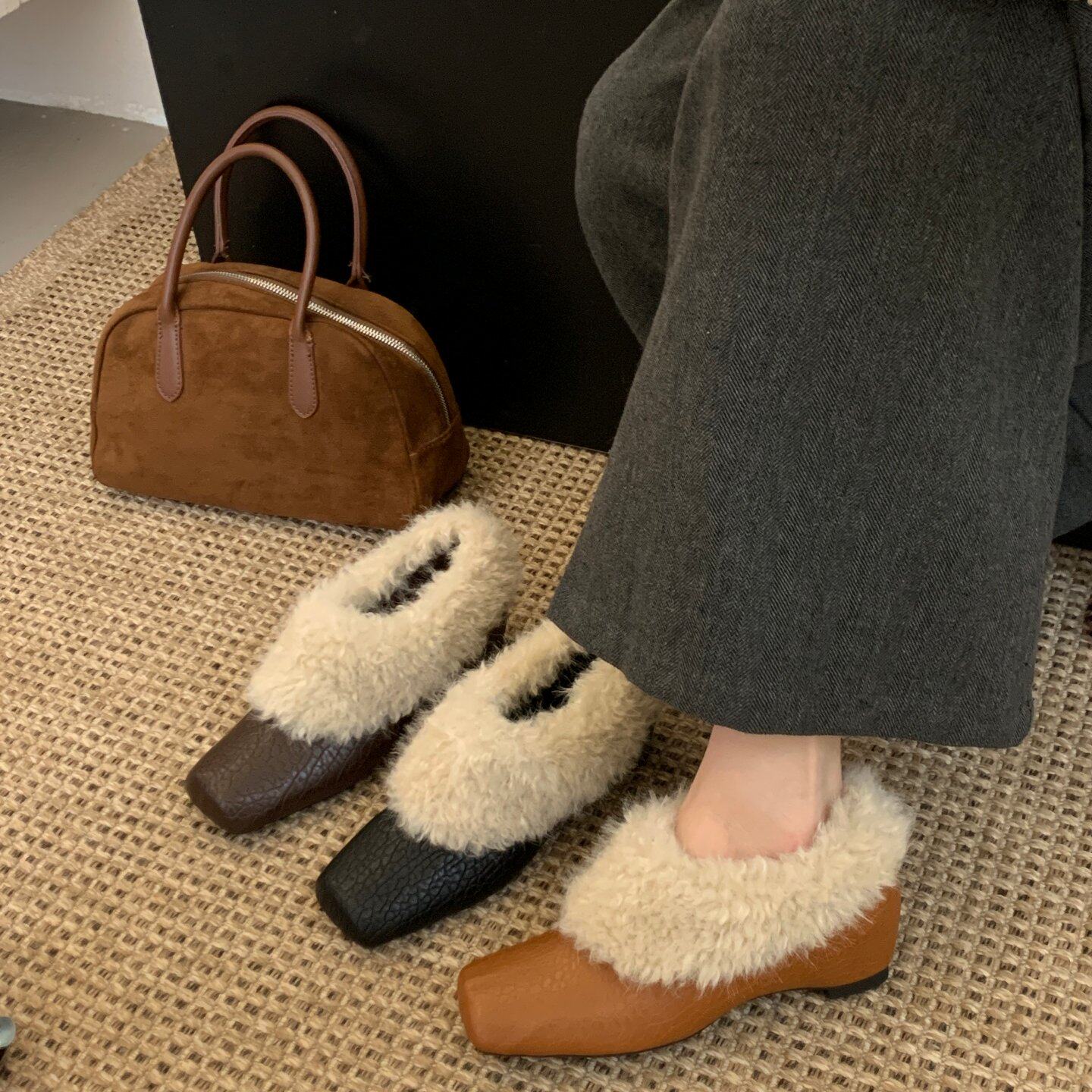 MISI韩版毛毛鞋女秋冬