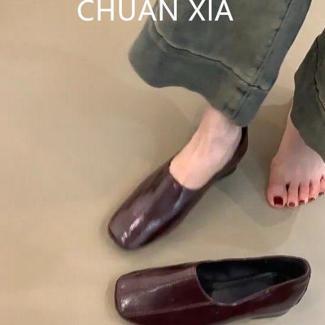 羊皮版！法式复古方头玛丽珍鞋女配裙子粗跟小皮鞋通勤真皮高跟鞋