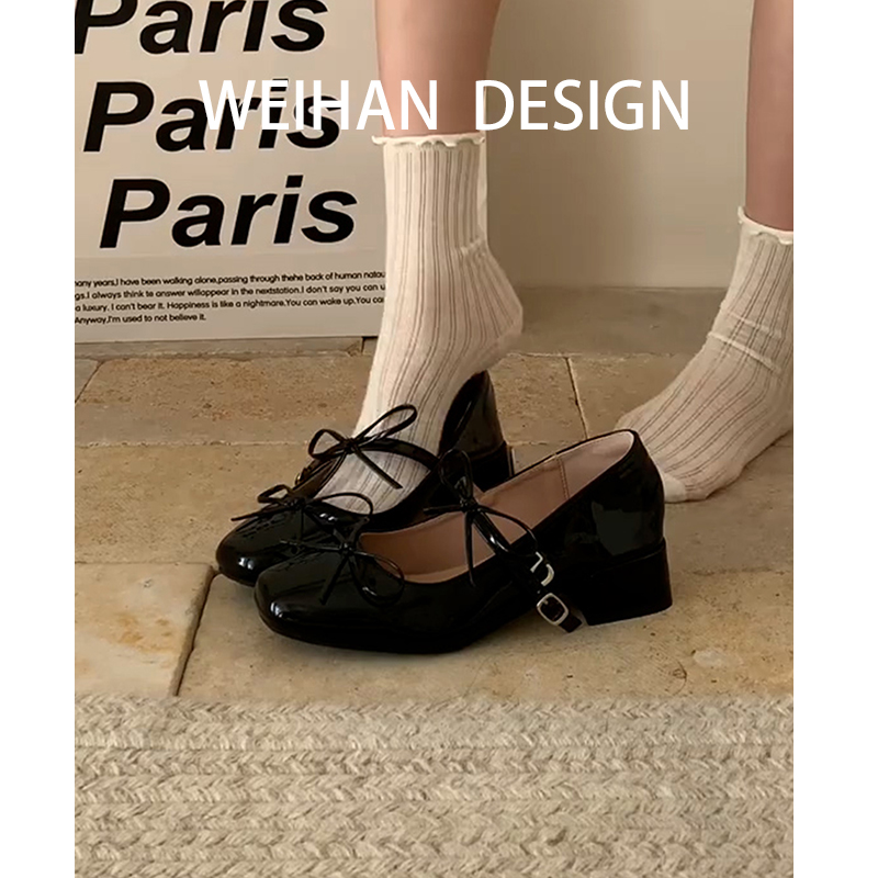 羊皮版！法式黑色玛丽珍