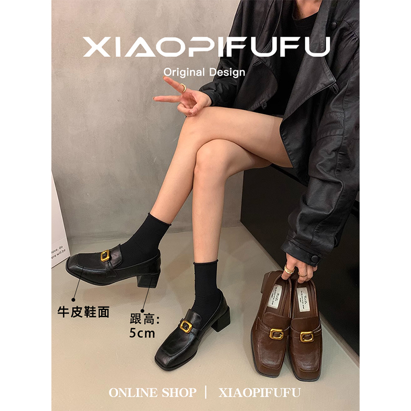 2025秋季新款乐福鞋女粗