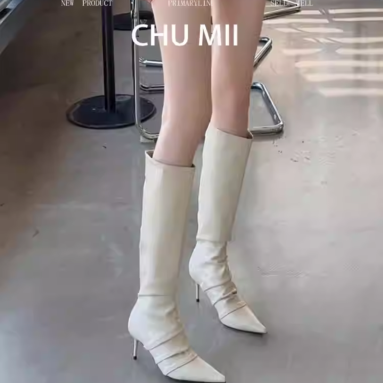 羊皮版~小众设计感高跟长靴女