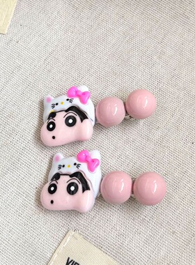 新款波点变装小新鸭嘴夹发夹可爱甜美少女心刘海边夹碎发夹卡通女
