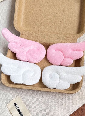 白色天使小翅膀边夹魔法少女发夹侧边夹可爱日系毛绒鸭嘴发卡头饰