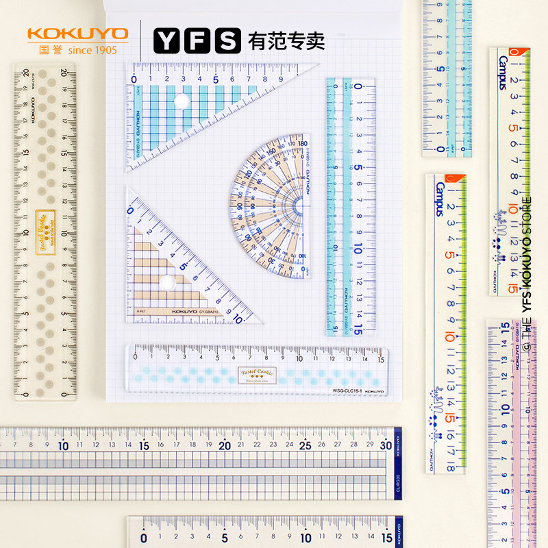 KOKUYO Kokuyo Triangle Straightedge Protractor suit Pastel Cookies transparent Ruler student to work in an office Scale Acrylic measure tool suit daily study Suppliesin the Electronic Dictionary/Electronic paper book/Stationery , Drawing measurement products , Various types of foot/Triangle  category - from Buy2taobao.com to provide professional Taobao agent buy service
