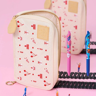 日本KOKUYO国誉2025年HAKU限定刺绣收纳包多功能文具学生用日系Ins风分层纯色高颜值刺绣花纹笔袋简约便携