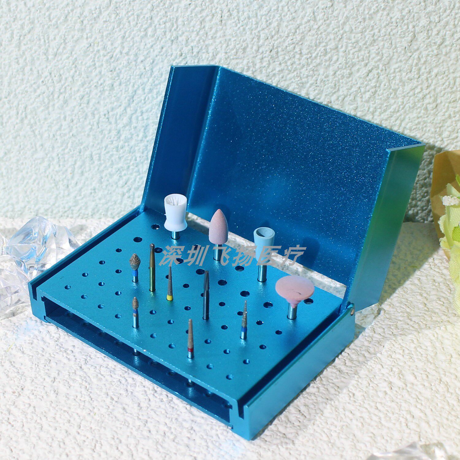 牙科金属56孔高速低速车针架消毒盒可高压灭菌口腔设备工具材料