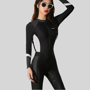 大码 连体冲浪潜水服女胖mm防晒速干浮潜水母衣200斤专业速干泳装