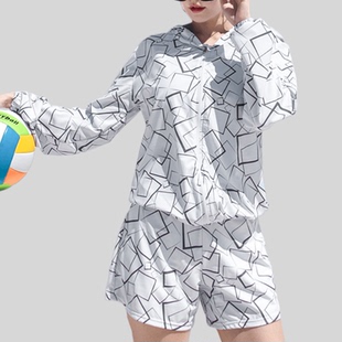 泳衣女分体三件套沙滩外搭防晒遮肉肚宽松保守大码 微胖女孩200斤