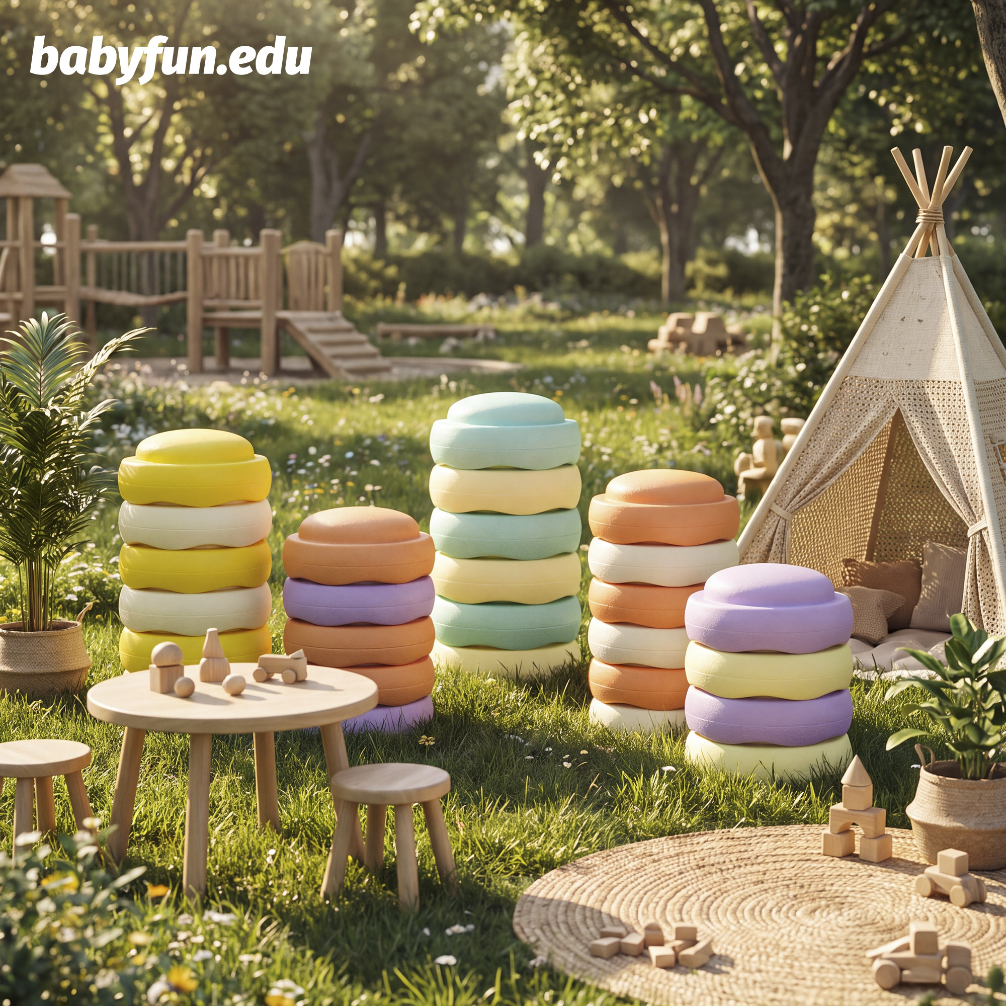 BABYFUN彩虹过河石感统训练器材