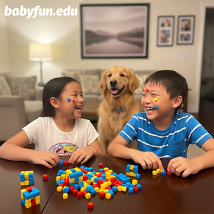 BABYFUN方块黏黏乐软积木儿童创意拼搭幼儿早教精细动作训练玩具