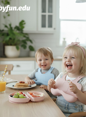 BABYFUN蝴蝶结围兜宝宝吃饭婴幼儿硅胶防水防脏辅食饭兜儿童餐具