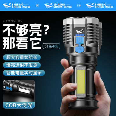 四芯强光远射夜视便携手电
