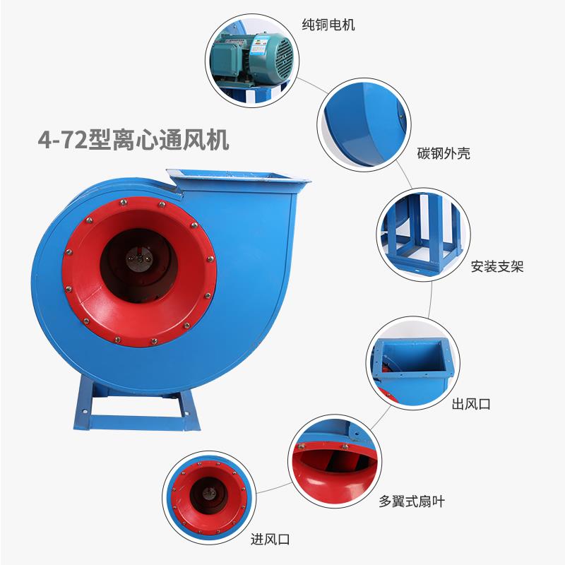 新款4-72离心式风机工业除尘排尘烟喷烤漆房锅炉通风换气引风包邮