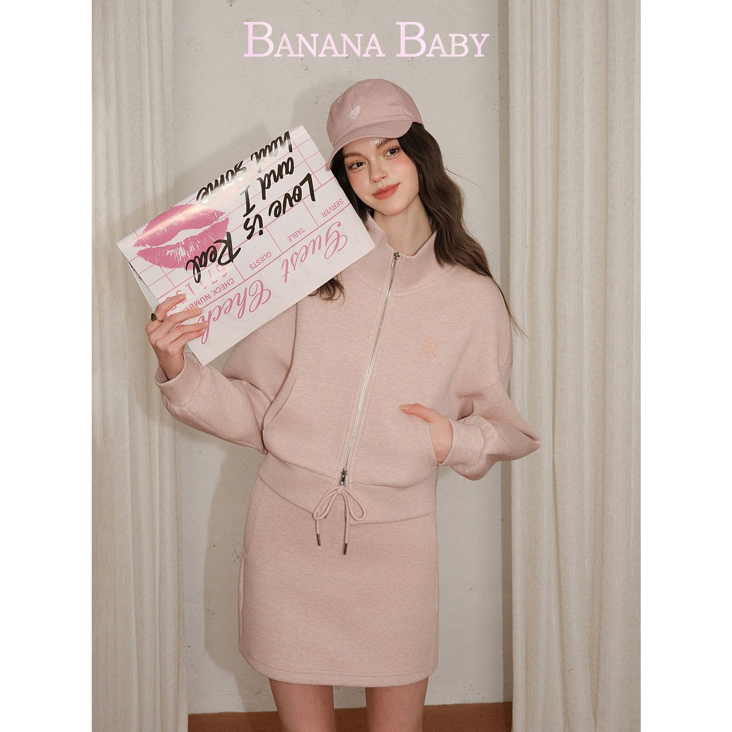 BANANA BABY2026年春季新款绣花立领拉链夹克休闲半裙两件套装女,女装/女士精品,时尚套装,淘宝优惠券,粉丝福利购,淘宝优惠卷