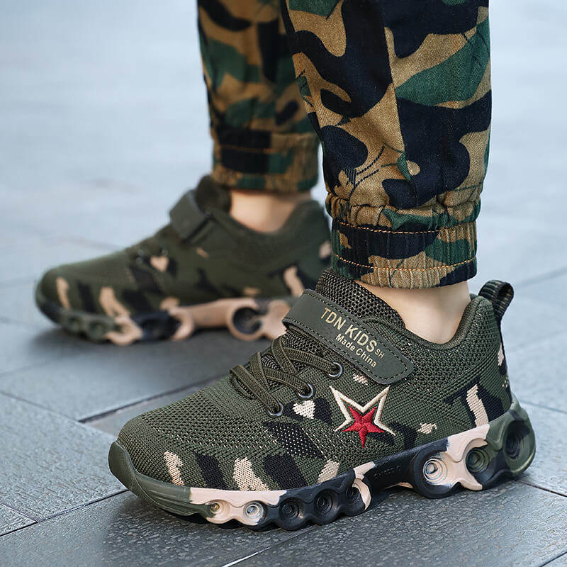 男童迷彩鞋特种兵五星解放运动鞋儿童军旅风小孩当兵学生军训鞋子