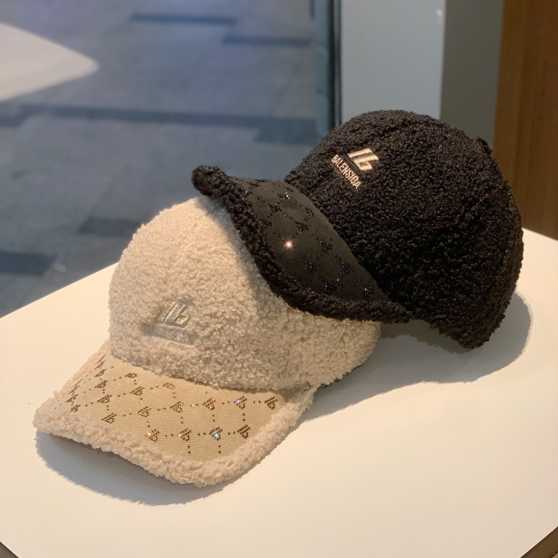 羊羔绒棒球帽子女秋冬季保暖加厚