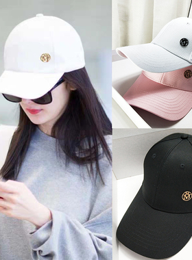 字母双M标鸭舌帽女韩版百搭加长檐显脸小遮阳帽休闲硬顶棒球帽男