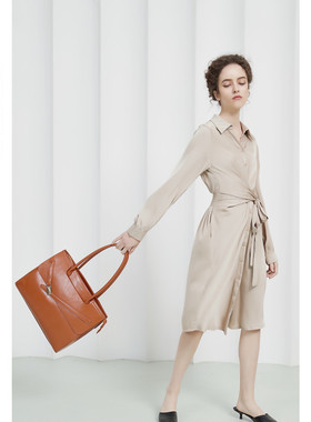 SHIPSHAPE托特包女大容量新款 复古单肩包OL原创小众设计感通勤包