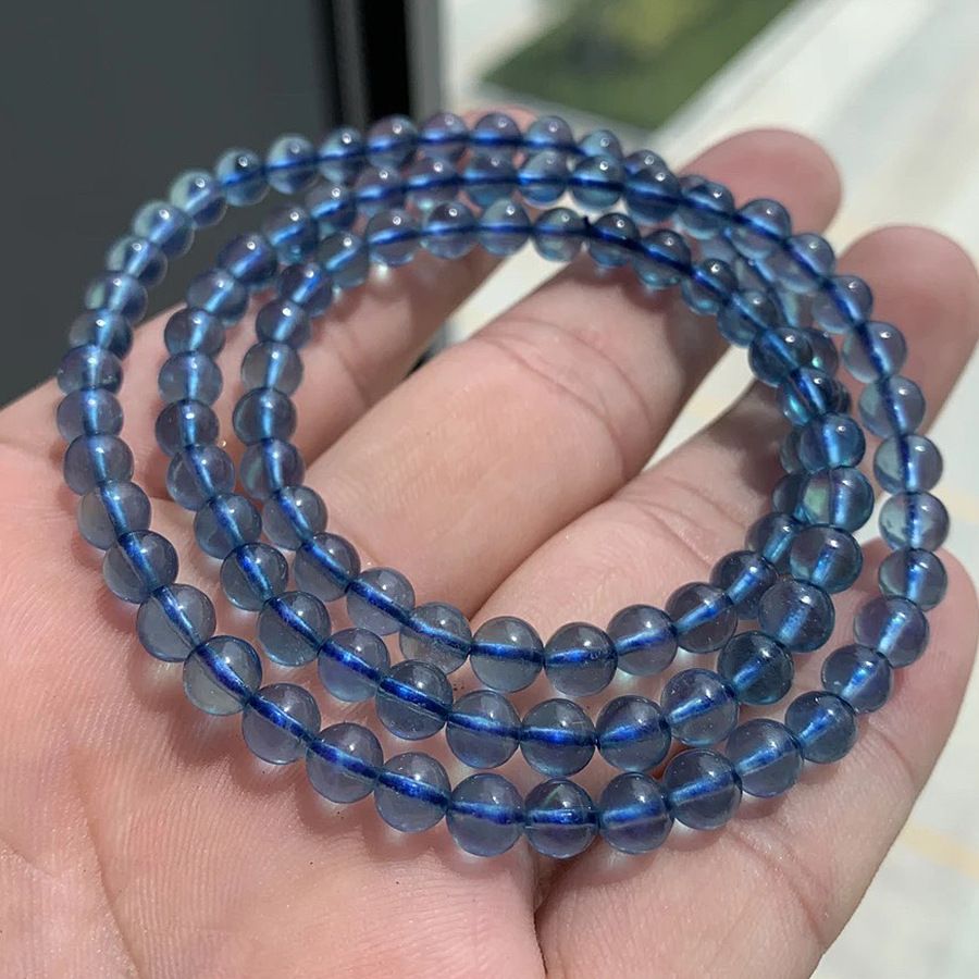东海天然海蓝宝三圈宝石水晶手串