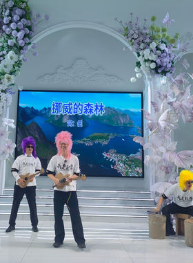 摇滚乐队演出高温丝假发套