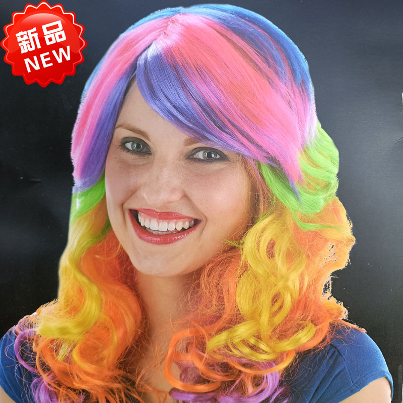时尚高温彩色长刘海酒吧夜店卷发