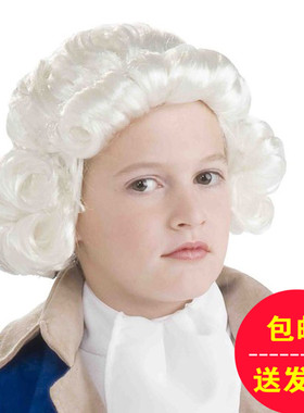 法官律师假发宫廷假发钢琴家头套男女成人儿童舞台表演道具假发