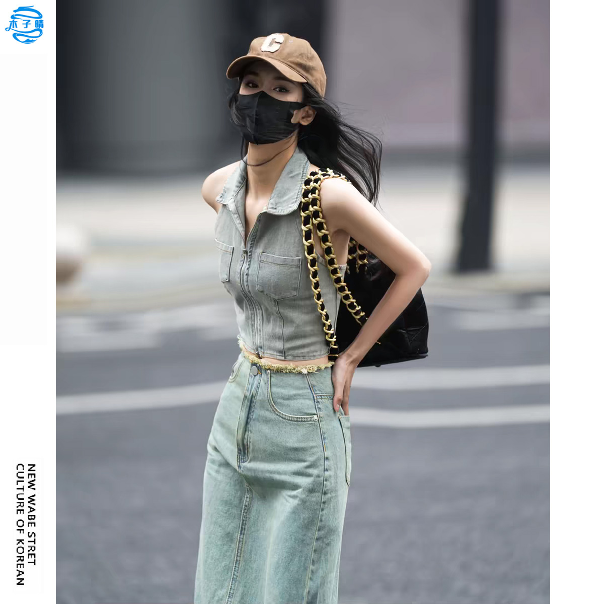 时尚复古2025新款牛仔马甲女夏季薄款小众露背马夹无袖背心潮ins