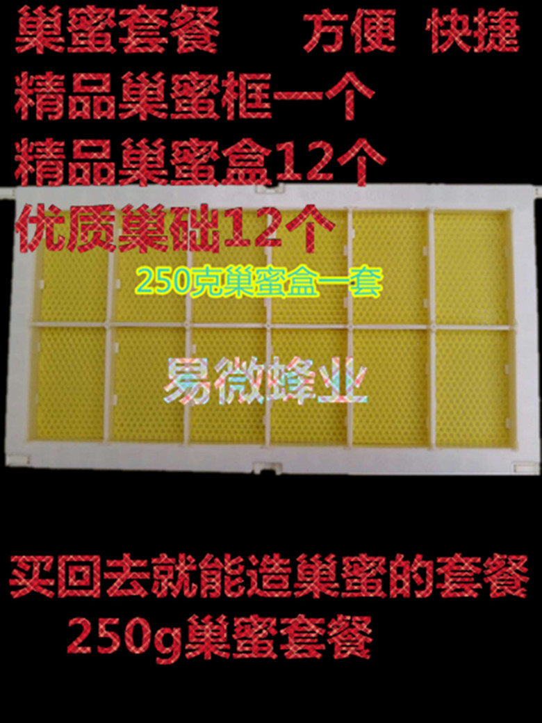 中蜂250g巢蜜盒套餐塑料巢蜜盒巢蜜格蜂巢蜜巢框巢础蜂箱