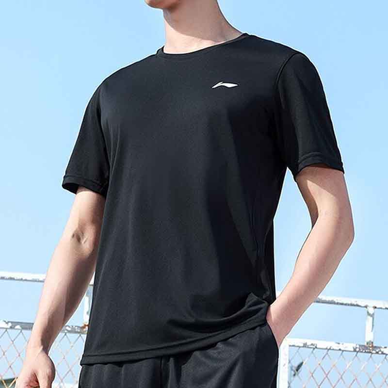 李宁冰丝短袖男夏季圆领薄弹力大码速干运动T恤衫YTST073/ATST641