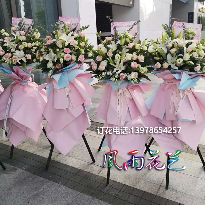 罗马柱花篮庆典开业南宁鲜花店商务开张场地花篮布置同城速递配送