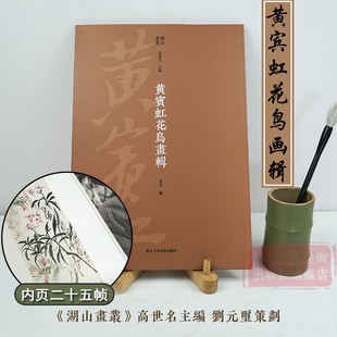 详细释文大8开 黄宾虹花鸟画辑 四色印刷 湖山画丛系列 内页二十五帧烫印银字 现代中国绘画美术爱好者临摹鉴赏花鸟艺术理论作品集