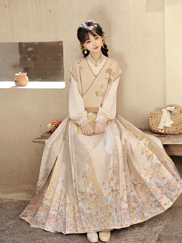 汉如初正品玉桂兔兔新中式衬衫织金妆花马面裙套装秋冬汉服