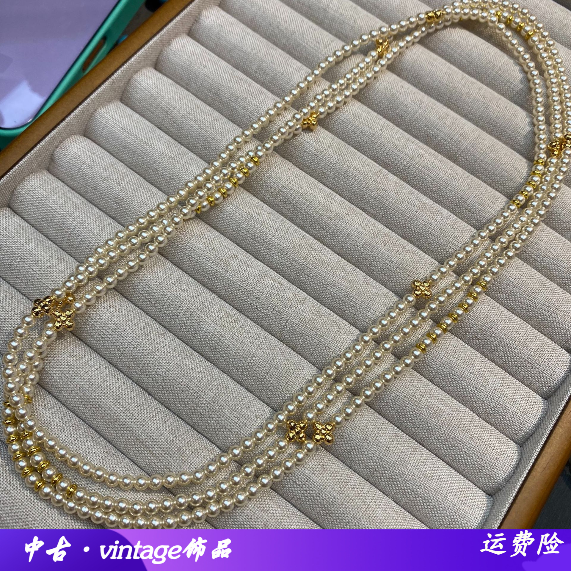 复古小珠细项链金隔珠多层叠戴锁
