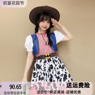 外贸万圣节演出服装玩具总动员cos胡迪的女朋友奶牛服帽子套装