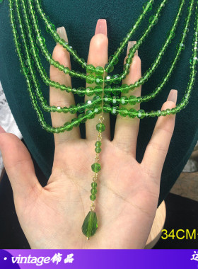 欧玛拉圆珠链新款欧美潮流绿项链