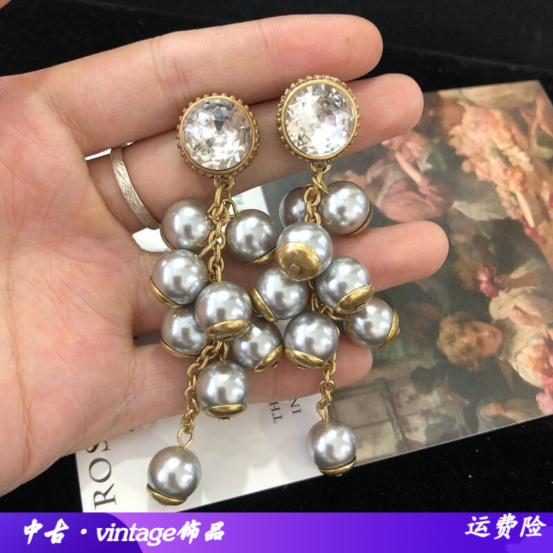 欧美复古风饰品灰色琉璃珍珠手工