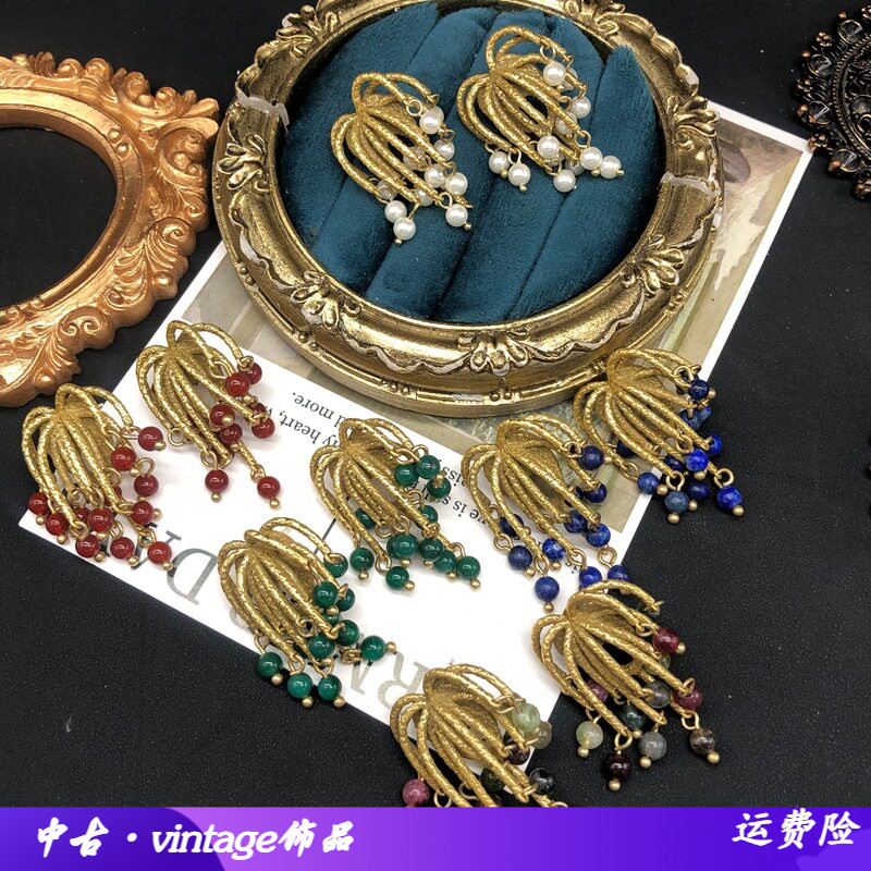 复古回流做旧金耳环铜材质烟花设