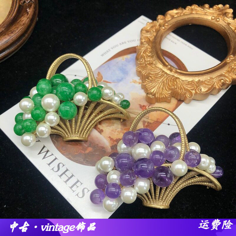 小众百搭胸花小清新绿色紫晶配珍