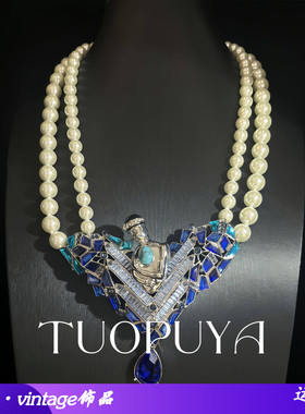 vintage爱心吊坠项链优雅气质莱