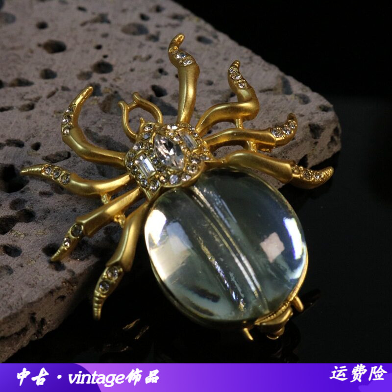 欧美大蜘蛛百搭镶钻电镀真金高级