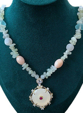 复古夏季海洋风浅绿色玻璃珠玉石