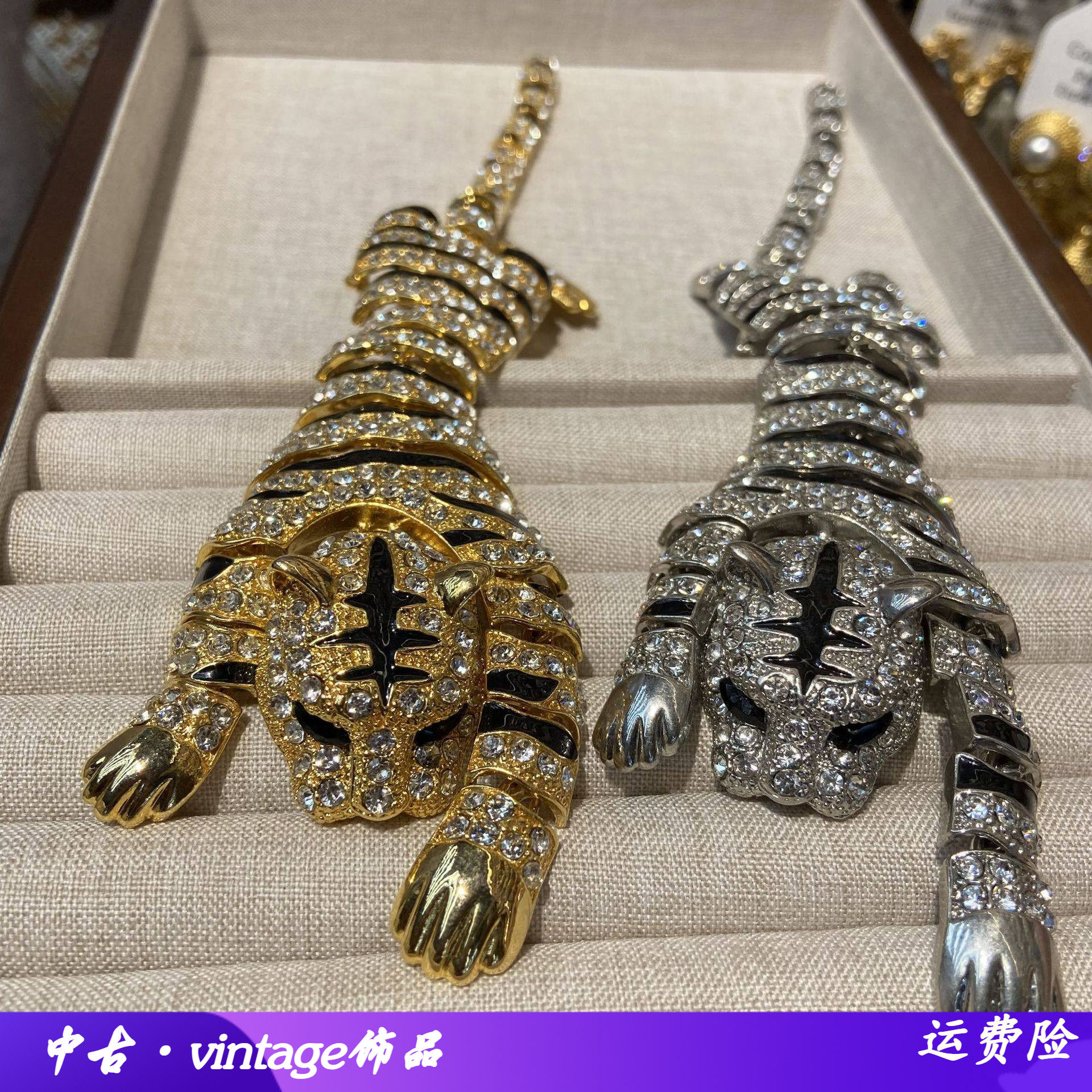 原创欧美满钻大号灵动老虎胸针长款披肩别针动物奢华衣服配饰装饰