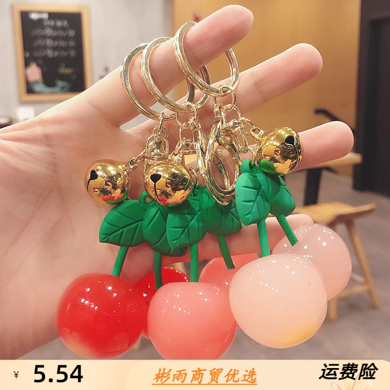 创意卡通网红水果樱桃亚克力书包扣挂件汽车钥匙链挂饰小礼物飞润