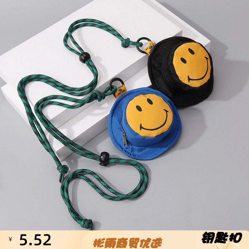 潮牌网红钥匙包可爱耳机包迷你小包包新款创意个性挂脖精致笑脸包